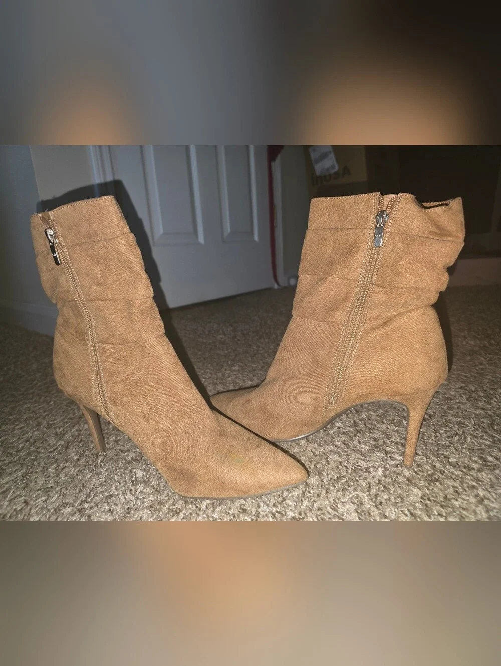 Suede Pointed Toe Stiletto Heel Ankle Boots